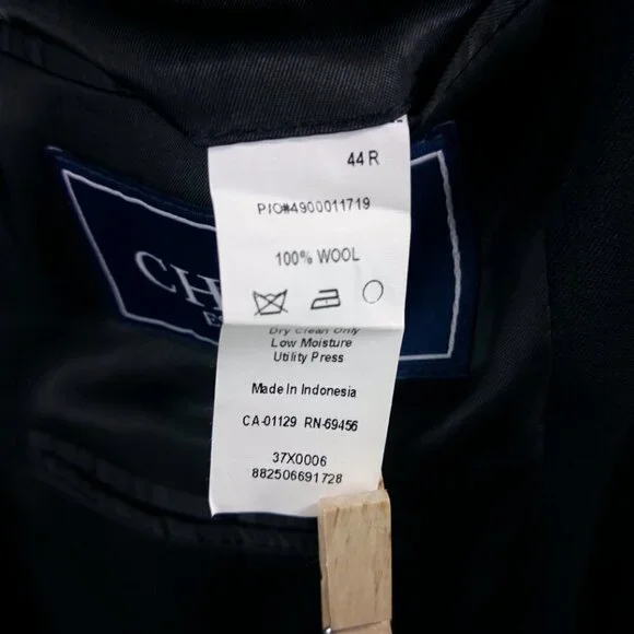 Chaps 1978 44R 3 Button Black Striped Suit Blazer - Picture 9 of 10